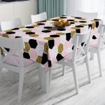 Mermer Zeminli Geometrik Detaylı Modern Leke Tutmaz Masa Örtüsü Realhomes