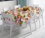 - realhomesMasa3252 - Realhomes  Pembe Zeminli Ananaslar Özel Tasarım Leke Tutmaz Masa Örtüsü Realhomes
