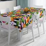 Siyah Zeminli Ultra Summer Tasarımlı Modern Leke Tutmaz Masa Örtüsü Realhomes