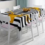 Zigzag Altın Kabartma Desenli Modern Tasarımlı Leke Tutmaz Masa Örtüsü Realhomes