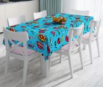 - realhomesMasa3282 - Realhomes  RealHomes Mavi Zeminde Popart Tasarımlı Dijital Baskılı Masa Örtüsü Realhomes