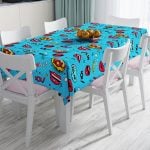 Kırmızı Zeminli Popart Wow Desenli Modern Leke Tutmaz Masa Örtüsü Realhomes