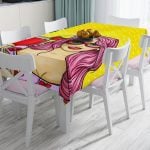 Siyah Çizgili Popart Makeup Desenli Dekoratif Leke Tutmaz Masa Örtüsü Realhomes