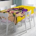 Pembe Zeminli Popart Desenli Dekoratif Leke Tutmaz Masa Örtüsü Realhomes