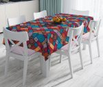 - realhomesMasa3311 - Realhomes  Geometrik Etnik Desenli Özel Tasarım Leke Tutmaz Masa Örtüsü Realhomes