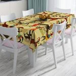 Siyah Zeminde Etnik Objeler Özel Tasarımlı Leke Tutmaz Masa Örtüsü Realhomes