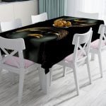 Gold Siyahı Kadın Özel Tasarımlı dekoratif Leke Tutmaz Masa Örtüsü Realhomes