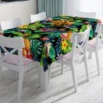 Mavi Zeminli Geometrik Çiçekler Modern Tasarımlı Leke Tutmaz Masa Örtüsü Realhomes