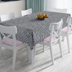 Siyah Zeminli Geometrik Geyik Çizimli Modern Leke Tutmaz Masa Örtüsü Realhomes