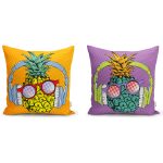 Mavi Zeminli Sulu Boya 2'li Yastık Kırlent Kılıf Seti Realhomes