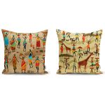 Dekoratif Gül Desenli 2'liYastık Kırlent Kılıf Seti Realhomes