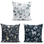 Gri Zeminli Love Yazılı 3'li Yastık Kırlent Kılıf Seti Realhomes