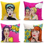 Siyah Beyaz Konsept 4'lü Yastık Kırlent Kılıf Seti Realhomes