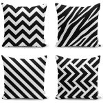 Zigzag Zeminli Yapraklar 3'lü Yastık Kırlent Kılıf Seti Realhomes