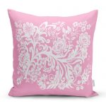 Realhomes Pembe Zeminli Özel Tasarım Dijital Baskılı Modern Yastık Kırlent Kılıfı Realhomes