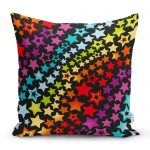 Realhomes Renkli Yıldızlar Özel tasarım Dijital Baskılı Yastık Kırlent Kılıfı Realhomes