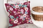 - realhomescomtr-K3627-1 - Realhomes  Realhomes Fusya zeminde Beyaz Çiçekler Dijital Baskılı Yastık Kırlent Kılıfı Realhomes