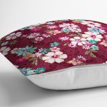 - realhomescomtr-K3627-2 - Realhomes  Realhomes Fusya zeminde Beyaz Çiçekler Dijital Baskılı Yastık Kırlent Kılıfı Realhomes