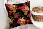 - realhomescomtr-K3647-1 - Realhomes Realhomes Kuru Kafa ve Çiçekler Dijtal Baskılı Modern Yastık Kırlent Kılıfı Realhomes