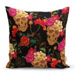 - realhomescomtr-K3647 - Realhomes Realhomes Kuru Kafa ve Çiçekler Dijtal Baskılı Modern Yastık Kırlent Kılıfı Realhomes