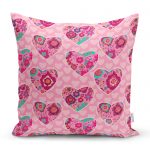 - realhomescomtr-K3648 - Realhomes Realhomes Pembe Kalpler Dijtal Baskılı Modern Yastık Kırlent Kılıfı Realhomes