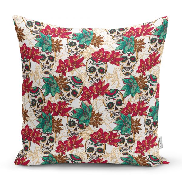 Realhomes Kuru Kafa Motifli Dijtal Baskılı Modern Yastık Kırlent Kılıfı Realhomes