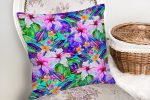 - realhomescomtr-K3662-1 - Realhomes Realhomes mavi zeminli Rengarenk Çiçekler Modern Yastık Kırlent Kılıfı Realhomes