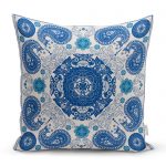 - realhomescomtr-K3670 - Realhomes  Realhomes Mavi renkli Etnik Motifler Dijtal Baskılı Modern Yastık Kırlent Kılıfı Realhomes