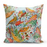 - realhomescomtr-K3676 - Realhomes Realhomes Kuş motifli Dijital Baskılı Modern Yastık Kırlent Kılıfı Realhomes