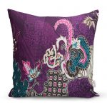 - realhomescomtr-K3679 - Realhomes Realhomes Mor zeminli 3D Dijital Baskılı Modern Yastık Kırlent Kılıfı Realhomes