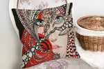 - realhomescomtr-K3688-1 - Realhomes  Realhomes Etnik Kadın Motifli Dijital Baskılı Modern Yastık Kırlent Kılıfı Realhomes