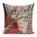 - realhomescomtr-K3688 - Realhomes  Realhomes Etnik Kadın Motifli Dijital Baskılı Modern Yastık Kırlent Kılıfı Realhomes