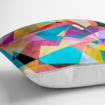 Realhomes Renkli Üçgenler Dijital Baskılı Modern Yastık Kırlent Kılıfı Realhomes