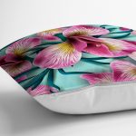 - realhomescomtr-K3703-2 - Realhomes Realhomes mavi zeminli Rengarenk Çiçekler Modern Yastık Kırlent Kılıfı Realhomes