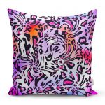 - realhomescomtr-K3705 - Realhomes Realhomes Renkli Leopar Desenli Dijtal Baskılı Modern Yastık Kırlent Kılıfı Realhomes