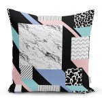 - realhomescomtr-K3714 - Realhomes Realhomes Mermer Desenli Dijital Baskılı Modern Yastık Kırlent Kılıfı Realhomes