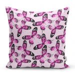 - realhomescomtr-K3728 - Realhomes Realhomes Mor Kelebek Motifli Dijital Baskılı Modern Yastık Kırlent Kılıfı Realhomes