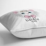 - realhomescomtr-K4316-1 - Realhomes Beyaz Zeminde Sevimli Kedicik Özel Tasarım Çocuk Odası Yastık Kırlent Kılıfı Realhomes