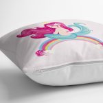 Pembe Zeminde Denizkızı Desenli Dijital Baskılı Çocuk Odası Yastık Kırlent Kılıfı Realhomes