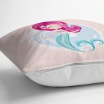 Pembe Zeminde Denizkızı Desenli Dijital Baskılı Çocuk Odası Yastık Kırlent Kılıfı Realhomes