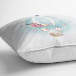 - realhomescomtr-K4320-1 - Realhomes Beyaz Zeminde Uçan Balon Desenli Dijital Baskılı Çocuk Odası Yastık Kırlent Kılıfı Realhomes