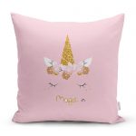 Pembe Zeminde Magic Unicorn Tasarımlı Çocuk Odası Yastık Kırlent Kılıfı Realhomes