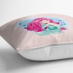 - realhomescomtr-K4331-1 - Realhomes Pembe Zeminde Denizkızı Tasarımlı Dijital Baskılı Çocuk Odası Yastık Kırlent Kılıfı Realhomes