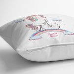 - realhomescomtr-K4340-1 - Realhomes Beyaz Zeminde Bisiklet ve Unicorn Tasarımlı Çocuk Odası Yastık Kırlent Kılıfı Realhomes