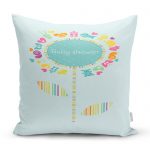 - realhomescomtr-K4343 - Realhomes Mint Yeşili Baby Shower Tasarımlı Çocuk Odası Yastık Kırlent Kılıfı Realhomes