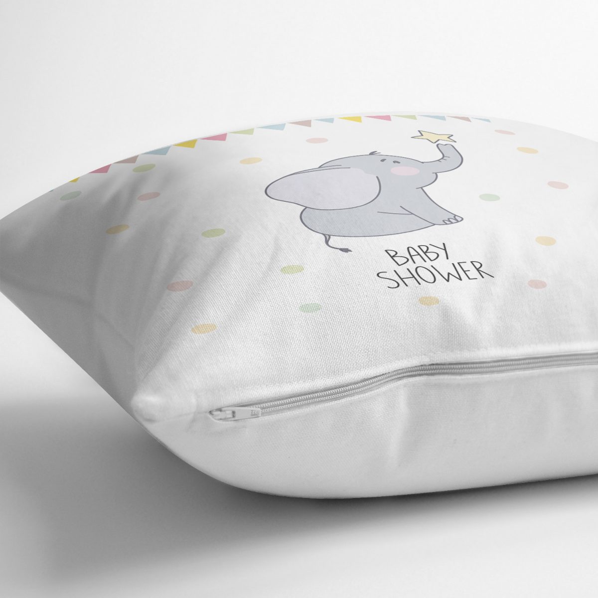 Sevimli Fil Baby Shower Tasarımlı Çocuk Odası Yastık Kırlent Kılıfı Realhomes