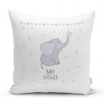 Sevimli Fil Baby Shower Tasarımlı Çocuk Odası Yastık Kırlent Kılıfı Realhomes