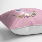 - realhomescomtr-K4349-1 - Realhomes Pembe Zeminde Unicorn At Desenli Çocuk Odası Yastık Kırlent Kılıfı Realhomes