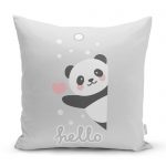- realhomescomtr-K4360 - Realhomes Sevimli Panda Özel Tasarımlı Çocuk Odası Yastık Kırlent Kılıfı Realhomes