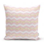 - realhomescomtr-K4361 - Realhomes Pembe Altın Varaklı Çizgi Motifli Çocuk Odası Yastık Kırlent Kılıfı Realhomes